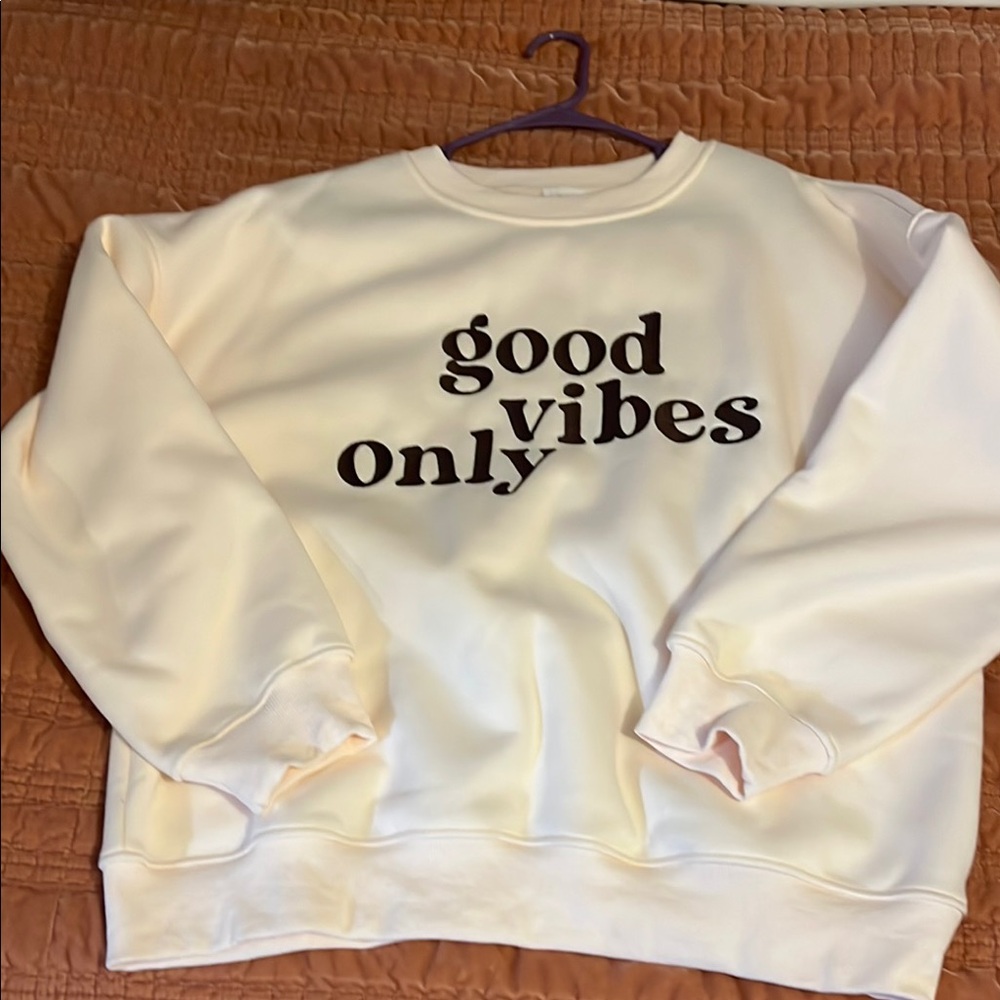 Le Lis Cream Crew Neck Sweater with Graphic Design
